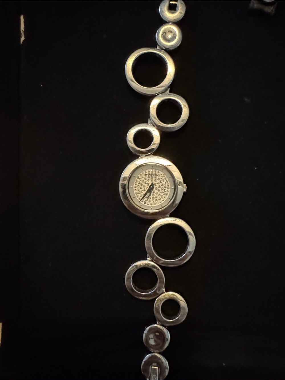 Vintage Fossil Silver Circular Link Ladies Bracelet Watch